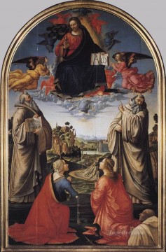 ドメニコ・ギルランダイオ Painting - 天国のキリストと四人の聖人と寄付者 ルネサンス フィレンツェ ドメニコ・ギルランダイオ